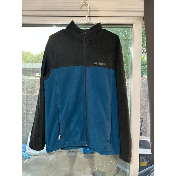 Columbia Fleece Jacket | Black/Blue | Men’s L | Zip Pockets - Picture 1 of 5